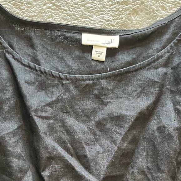 J. Jill Love Linen Tie Front Defined Waist Black Sheath Dress Medium - Picture 3 of 6